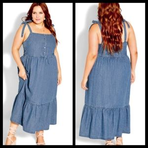City Chic Blue Denim Maxi Dress 20